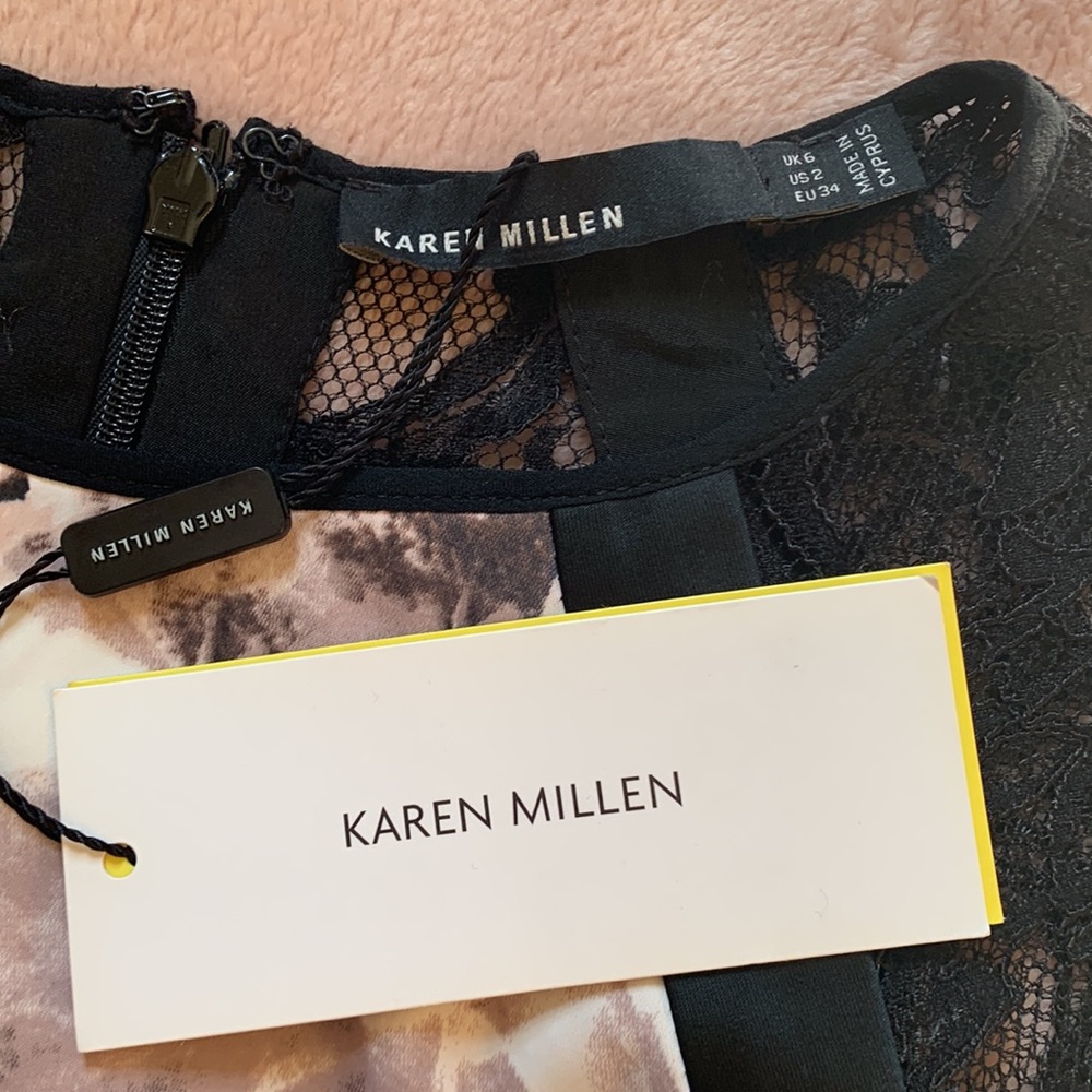 Karen Millen Black Lace long sleeve floral pencil midi dress - Picture 6 of 14